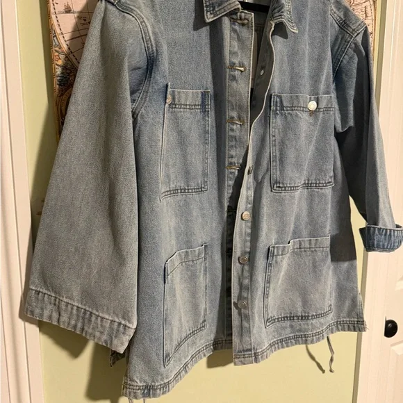 Side Tie Jean Chore Jacket - Picture 4 of 11